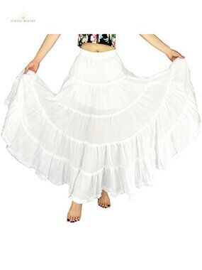 Women's Boho Tiered Maxi Skirt Cotton 5 Tier A-Line Long Dance Skirt
